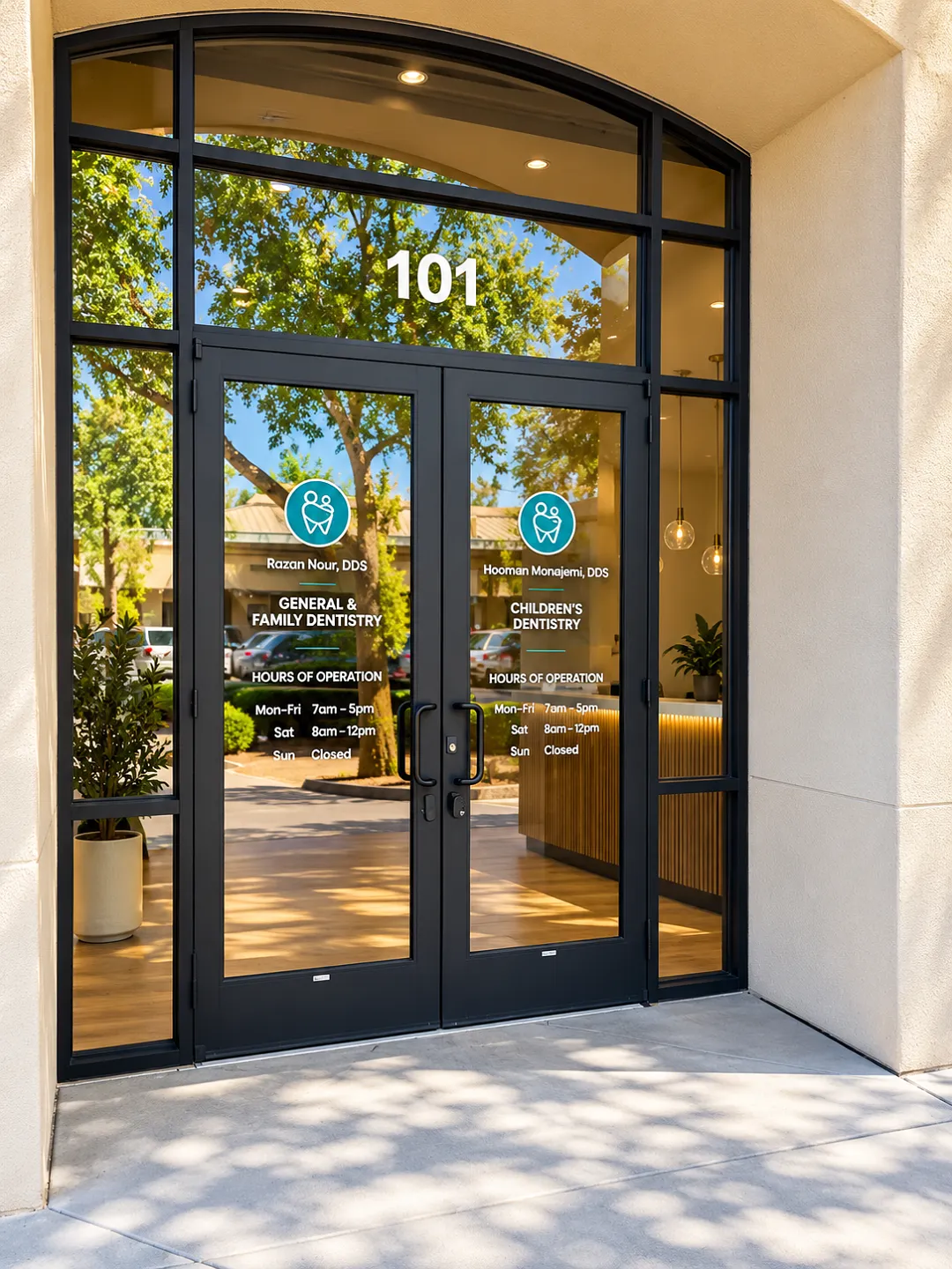 Another view of the Little and Big Smiles Dentistry front desk and reception area